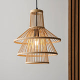 Minato Pendant Ceiling Light Matt Black - Bamboo - Comet Lighting