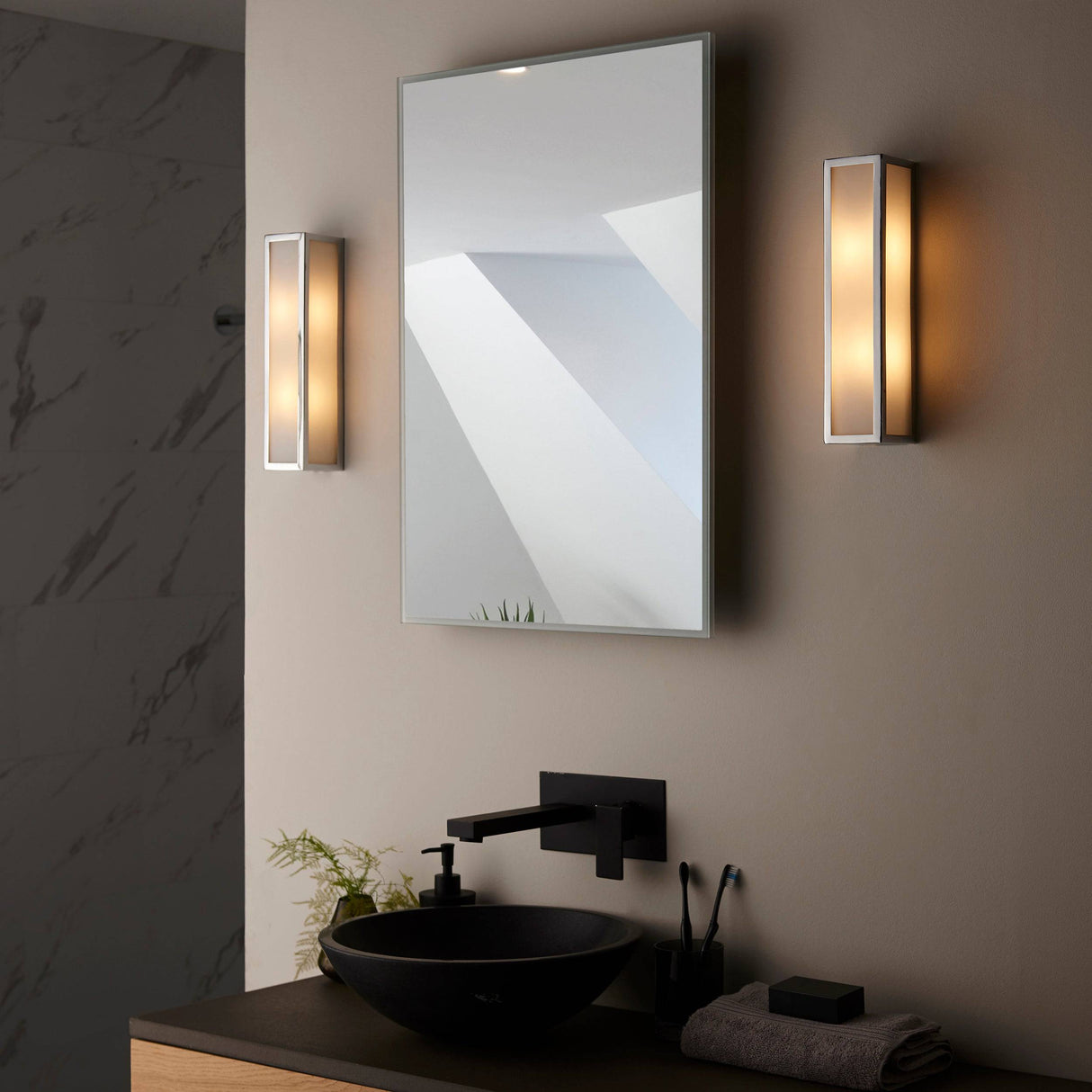 Newham 2Lt Wall Light Chrome Plated Frosted Glass - Comet Lighting