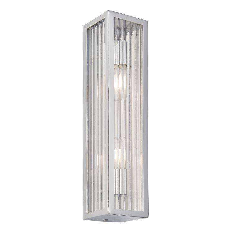 Newham 2Lt Wall Light Chrome Plated Ribbed Glass - Comet Lighting