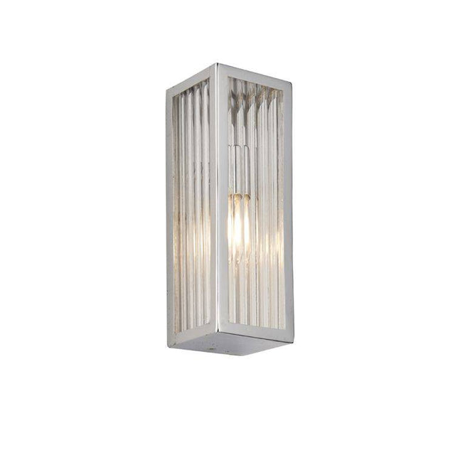 Newham Wall Light Chrome Plated Ribbed Glass - Comet Lighting