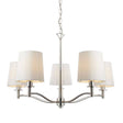 Ortona 5Lt Pendant Ceiling Light Bright Nickel w/ White Shades - Comet Lighting