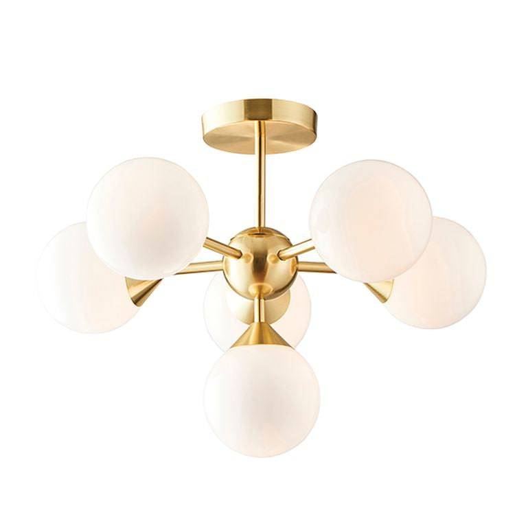 Oscar 6-Light Semi Flush Ceiling Light Brass - Comet Lighting