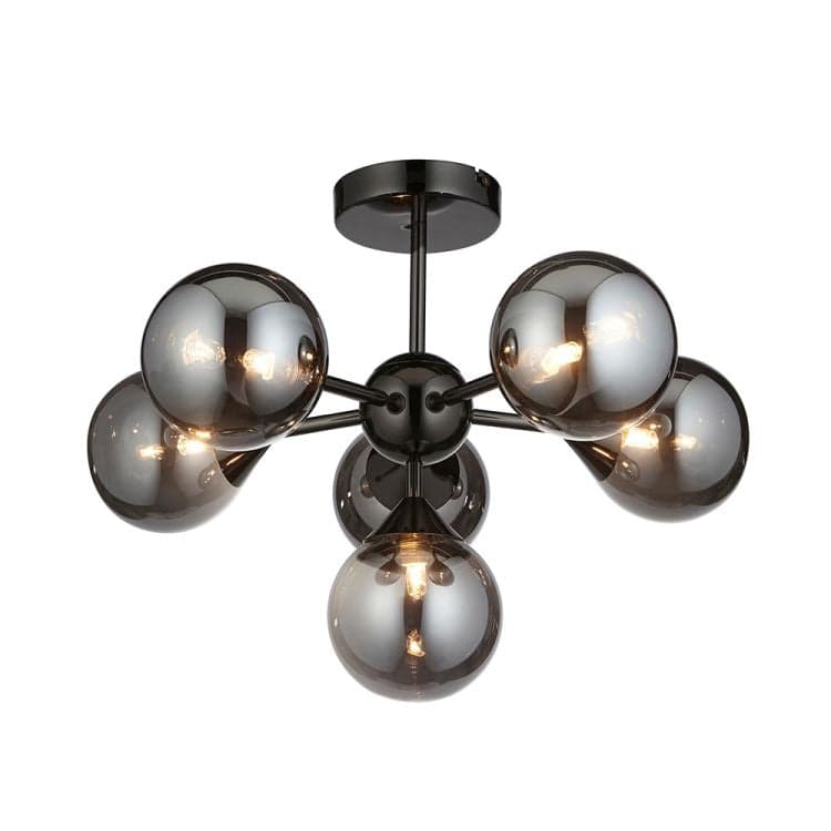 Oscar 6lt Semi Flush Ceiling Light Matt Black - Comet Lighting