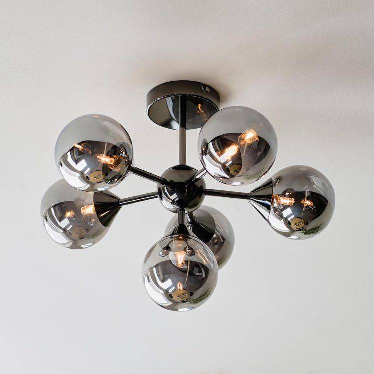 Oscar 6lt Semi Flush Ceiling Light Matt Black - Comet Lighting