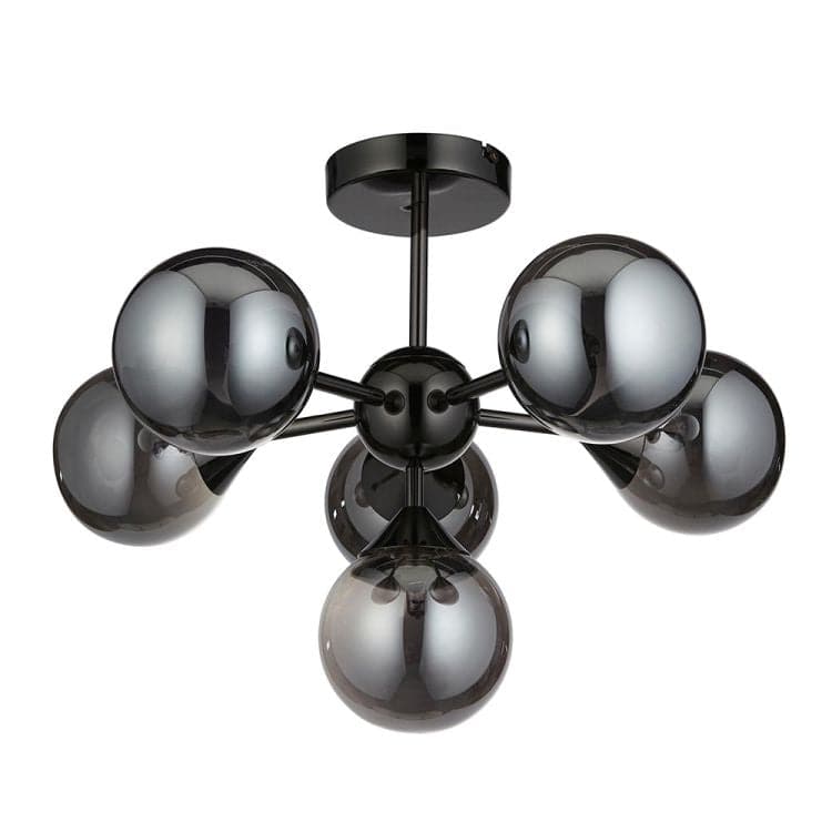 Oscar 6lt Semi Flush Ceiling Light Matt Black - Comet Lighting