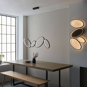 Ovals 4Lt LED Pendant Ceiling Light Black - Comet Lighting