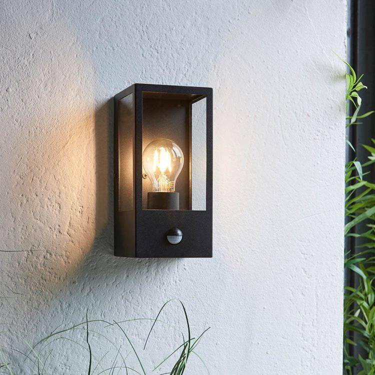 Oxford Wall Light Matt Black w/ PIR - Comet Lighting