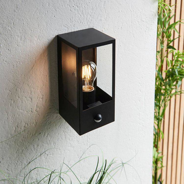 Oxford Wall Light Matt Black w/ PIR - Comet Lighting