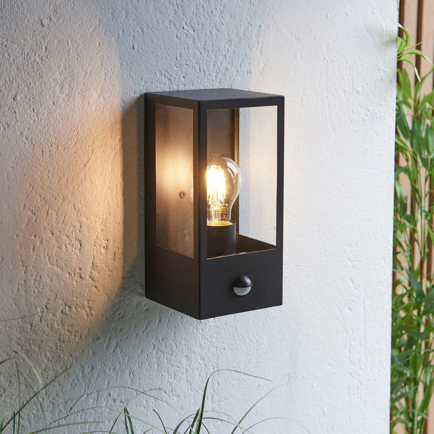 Oxford Wall Light Matt Black w/ PIR - Comet Lighting