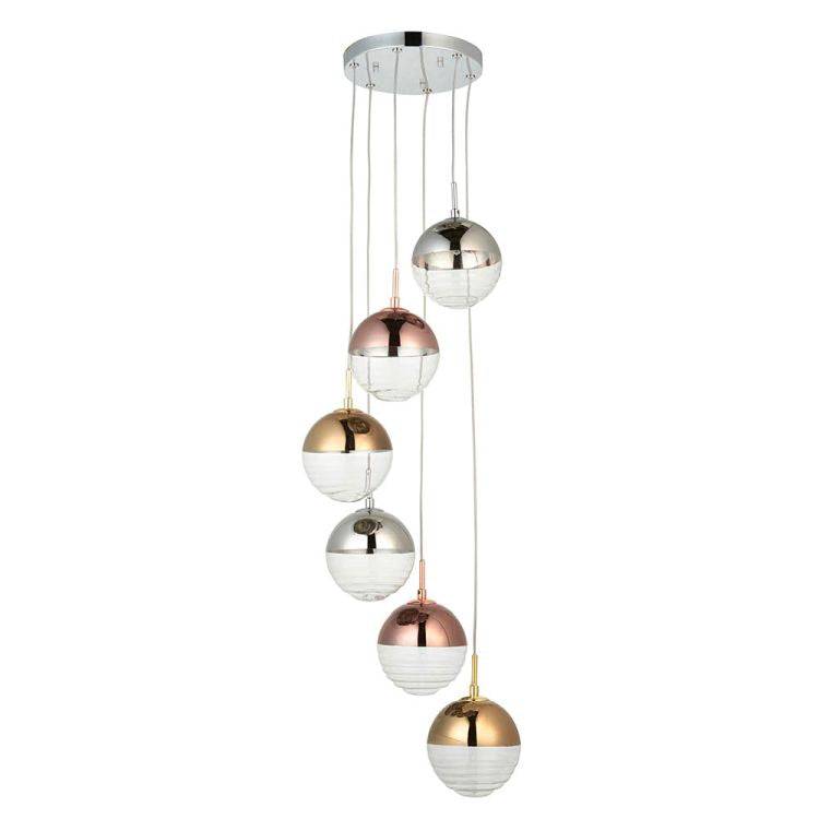 Paloma 6Lt Pendant Ceiling Light Chrome - Comet Lighting