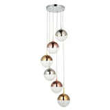 Paloma 6Lt Pendant Ceiling Light Chrome - Comet Lighting