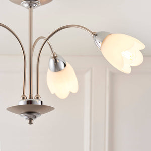 Petal 3-Light Semi Flush Ceiling Light Chrome - Comet Lighting
