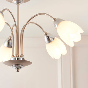 Petal 5-Light Semi Flush Ceiling Light Chrome - Comet Lighting