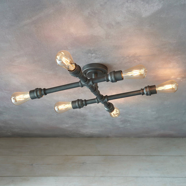 Pipe 6-Light Semi-Flush Ceiling Light - Comet Lighting