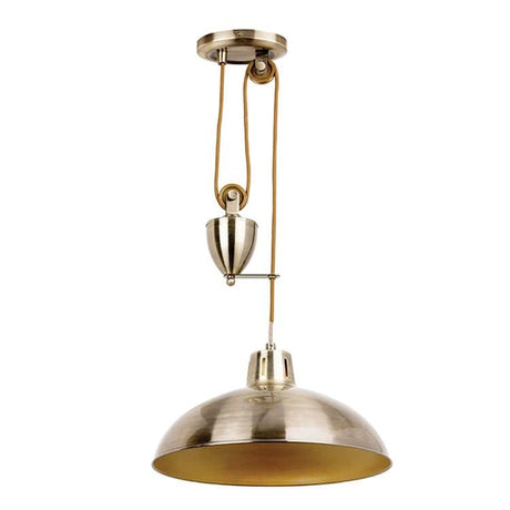 Polka Rise & Fall Pendant Ceiling Light Antique Brass - Comet Lighting