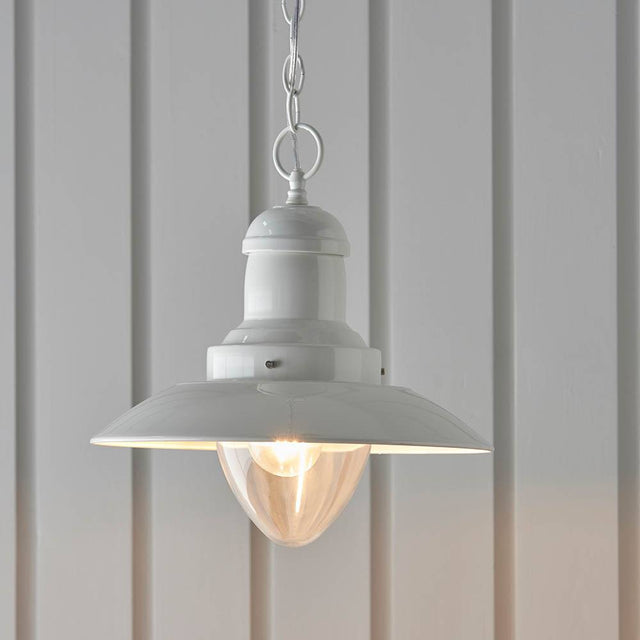 Polperro Pendant Ceiling Light Cream - Comet Lighting