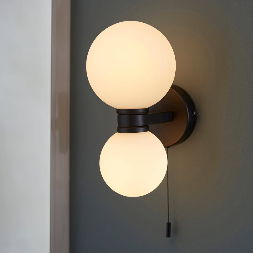 Pulsa 2Lt Wall Light Matt Black - Comet Lighting