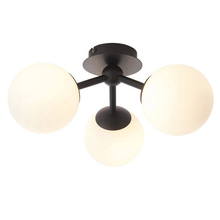 Pulsa 3Lt Semi-Flush Ceiling Light A Matt Black - Comet Lighting