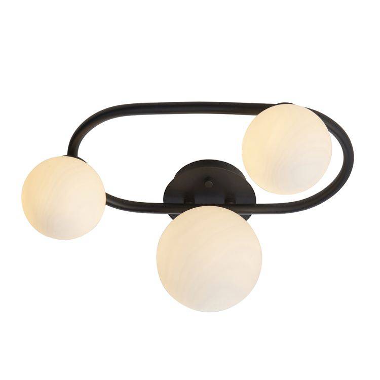 Pulsa 3Lt Semi-Flush Ceiling Light B Matt Black - Comet Lighting