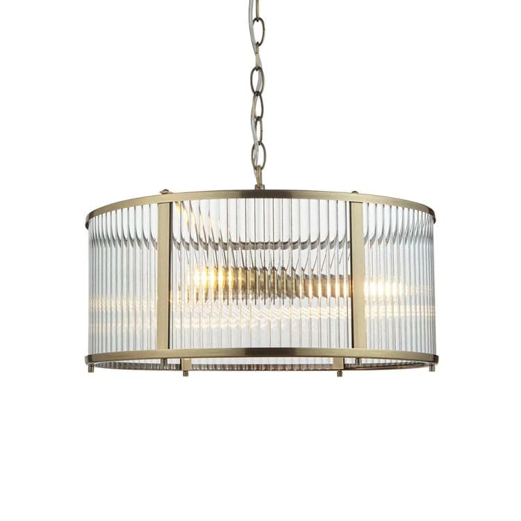 Ridgeton 3lt Pendant Ceiling Light Antique Brass - Comet Lighting