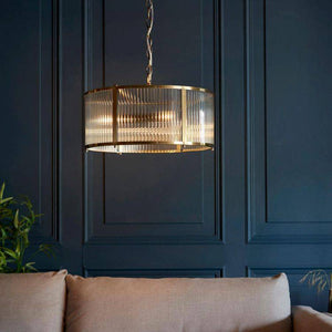 Ridgeton 3lt Pendant Ceiling Light Antique Brass - Comet Lighting
