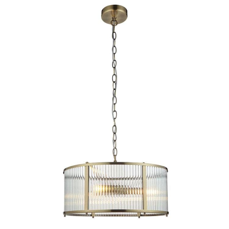 Ridgeton 3lt Pendant Ceiling Light Antique Brass - Comet Lighting