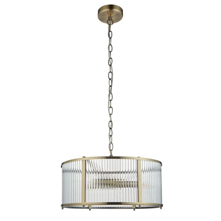 Ridgeton 3lt Pendant Ceiling Light Antique Brass - Comet Lighting