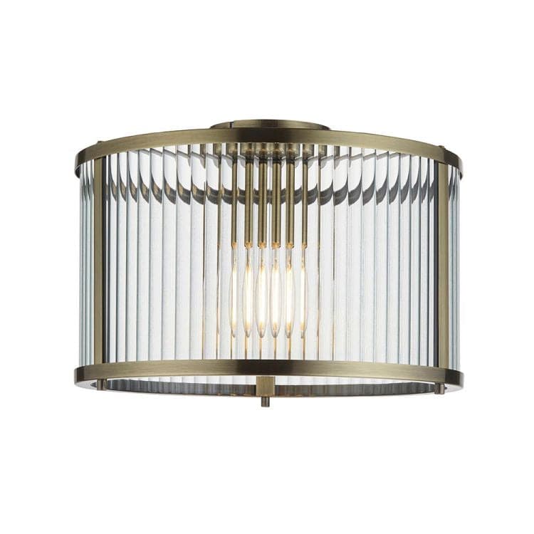 Ridgeton Flush Ceiling Light Antique Brass - Comet Lighting