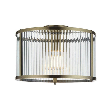 Ridgeton Flush Ceiling Light Antique Brass - Comet Lighting