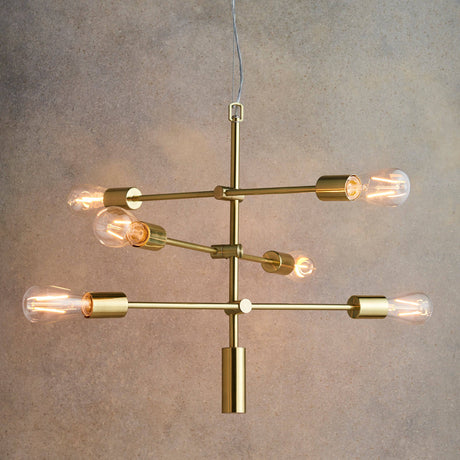 Rubens 6-Light Pendant Ceiling Light Brass - Comet Lighting