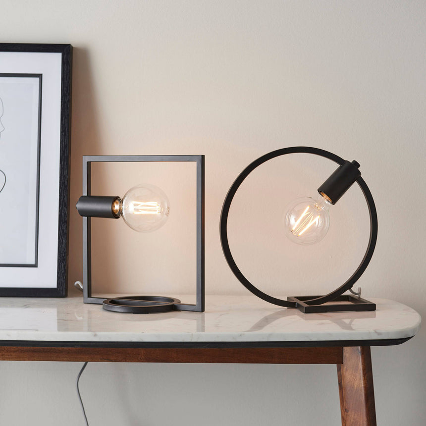 Shape Circle Table Lamp Matt Black - Comet Lighting