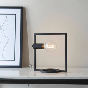Shape Rectangle Table Lamp Matt Black - Comet Lighting
