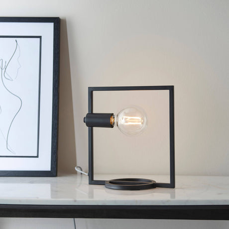 Shape Rectangle Table Lamp Matt Black - Comet Lighting