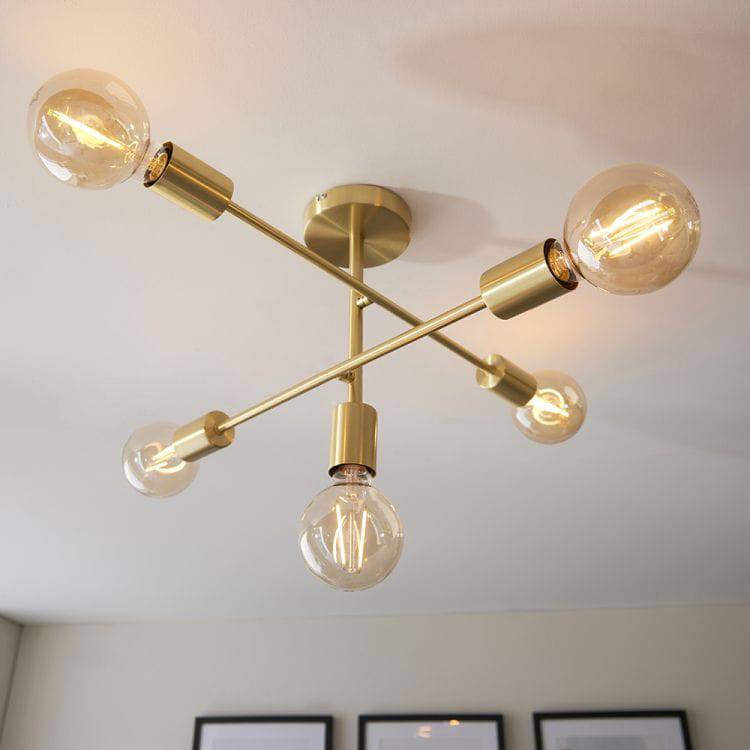 Studio 5Lt Semi-Flush Ceiling Light Brushed Brass - Comet Lighting