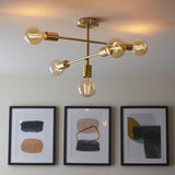 Studio 5Lt Semi-Flush Ceiling Light Brushed Brass - Comet Lighting