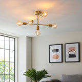 Studio 5Lt Semi-Flush Ceiling Light Brushed Brass - Comet Lighting