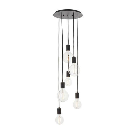 Studio 6-Light Multi-drop Pendant Matt Black - Comet Lighting