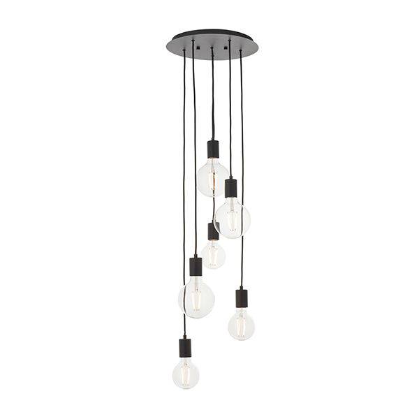 Studio 6-Light Multi-drop Pendant Matt Black - Comet Lighting