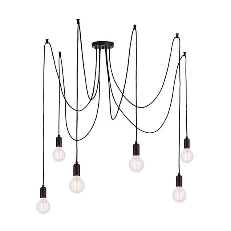 Studio 6-Light Pendant Ceiling Light Black - Comet Lighting