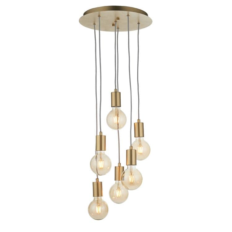 Studio 6Lt Multi-Drop ceiling Light Soft Gold - Comet Lighting