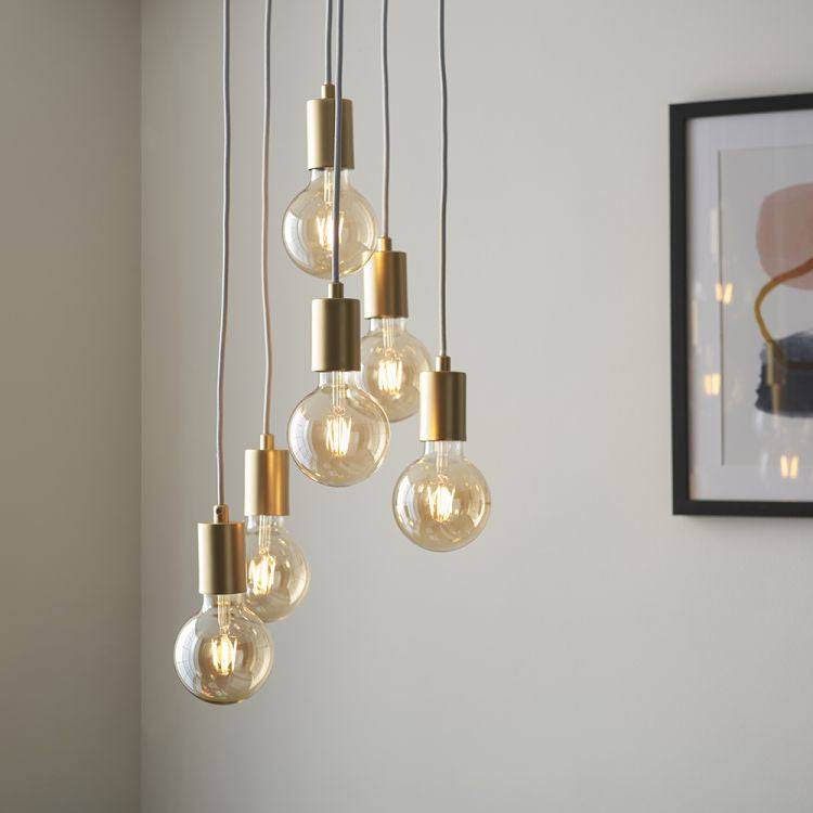 Studio 6Lt Multi-Drop ceiling Light Soft Gold - Comet Lighting