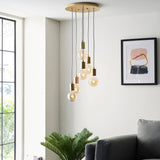 Studio 6Lt Multi-Drop ceiling Light Soft Gold - Comet Lighting