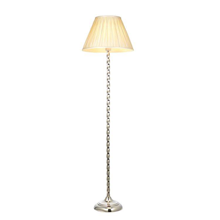 Suki Polished Nickel Floor Lamp & Chatsworth 16 inch Ivory Shade - Comet Lighting