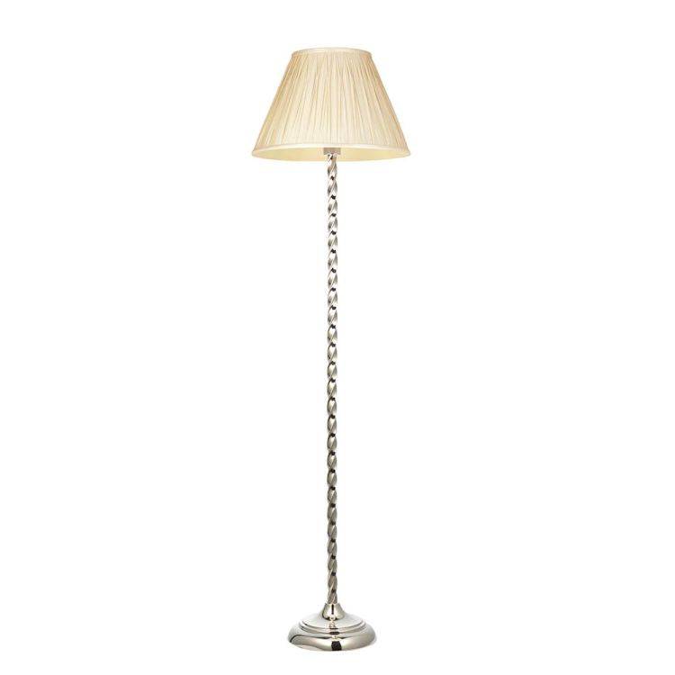 Suki Polished Nickel Floor Lamp & Chatsworth 16 inch Ivory Shade - Comet Lighting