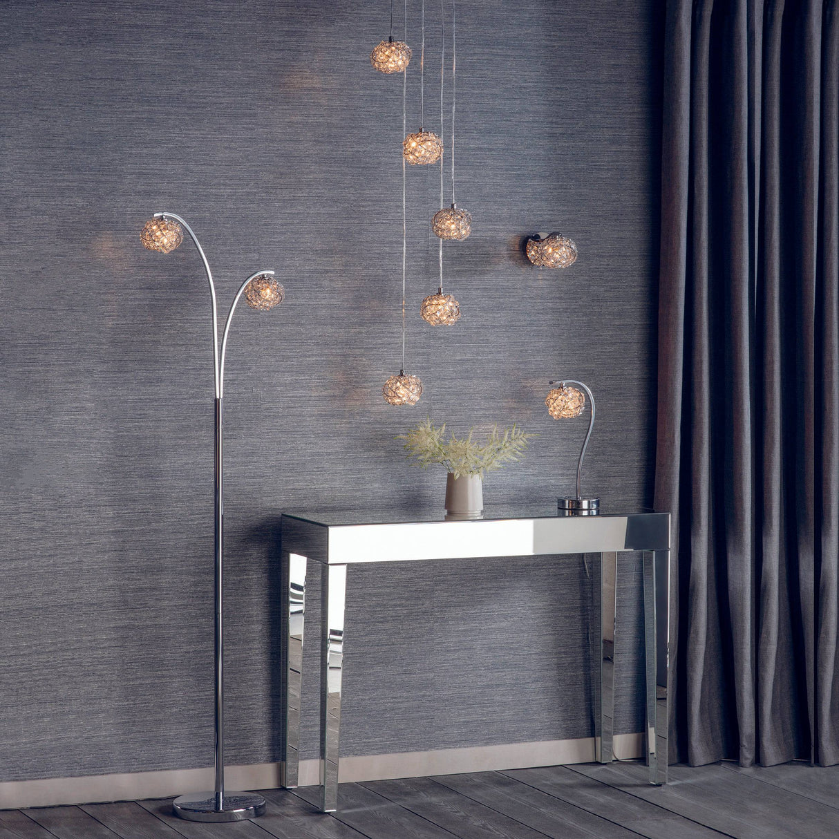 Talia 2-Light Floor Lamp Chrome - Comet Lighting