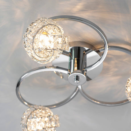 Talia 3-Light Semi Flush Ceiling Light Chrome - Comet Lighting