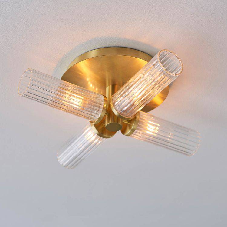 Talo 4Lt Semi-Flush Ceiling Light Satin Brass - Comet Lighting