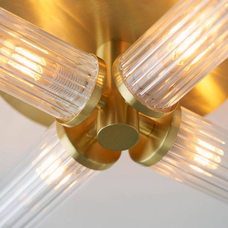 Talo 4Lt Semi-Flush Ceiling Light Satin Brass - Comet Lighting