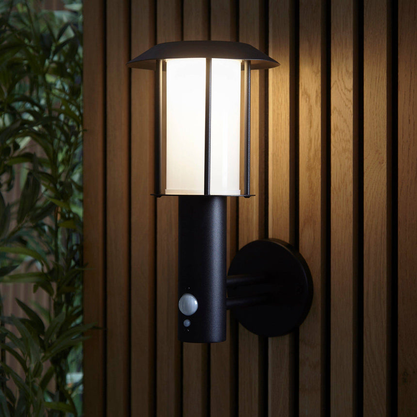 Tarrow Solar Wall Light Matt Black w/ Sensor - Comet Lighting