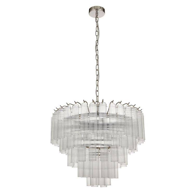 Toulouse 12lt Pendant Ceiling Light Polished Nickel - Comet Lighting